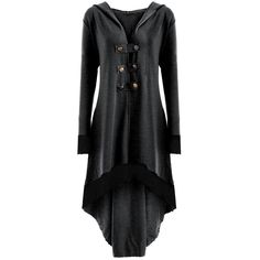 Lace-up Plus Size Hooded High Low Coat - Deep Gray - 3A35872537 - Original Design-Women's Clothing  #OriginalDesignWomensClothing #Original #DesignWomen's #Clothing Cheap Stylish Clothes, High Low Coat, Plus Size Outerwear, Plus Size Coats, Casual Jackets, Deep Gray, Sammy Dress, Trendy Plus Size Clothing, Cotton Coat