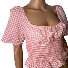 New Bcbgeneration Smocked Gingham Top Sz L Pink And White. Plaid, Peplum, Spring, Summer, Babydoll, Rushed, Light Weight Daily,Vacation, Beach, Casual, Fun Outfit, Resort Wear. Breathable, Summer, Lightweight, Spring, Beachwear, Leisure Wear, Flirty, Breezy, Flowy, Pool Side/Beach Attire. Relaxed, Comfortable, Stylish, Decorative Detail, Cover-Up Dress, Ruffle Flowy Beach Boho X 14 Pink And White Plaid, Gingham Top, Beach Attire, Beach Boho, Gingham Tops, Pool Side, Beach Casual, Vacation Beach, Boho Beach