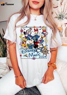 Mickey & Friends Cruise Line 2024 Shirt Disneyland Magic Tee Family Cruise Group Match WDW 2024 Disney T-shirt With Sublimation Print For Fan Events, Disney T-shirt For Summer Fan Events, Summer Crew Neck Shirt For Disney Fan Events, White Themed T-shirt For Disney Fan Events, Themed White T-shirt For Disney Fan Events, White T-shirt For Disney Trips In Summer, Themed Disney Trips Shirt With Character Print, White Themed Shirt For Disney Fan Events, Themed Graphic Print Shirt For Disney Trips