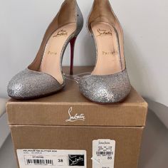 Silver Sparkle Skinny Heel Size 38 With Box Glitter Stilettos, Fashion Enthusiast, Silver Sparkle, Red Bottoms, Louboutin Shoes, Christian Louboutin Shoes, Shoes Women Heels, Neiman Marcus, Christian Louboutin