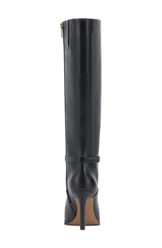 Brushed logo hardware and rich leather distinguish a knee-high boot balanced by an almond toe and tapered heel. 3 1/2" heel 15 1/4" shaft; 15 1/4" regular calf circumference 15 1/4" shaft; 16" wide calf circumference 15 1/4" shaft; 17 1/4" extended calf circumference Side zip closure with elastic gore inset Leather upper/synthetic lining and sole Imported Women Knee Boots, Formal Tall Boots Medium Width, Classic Tall Boots For Office, Elegant Tall Boots For Workwear, Elegant Tall Boots For Work, Classic High Shaft Boots For Office, Elegant Wide Calf Tall Boots, Elegant Tall Heeled Boots For Workwear, Elegant Tall Heeled Boots For Work