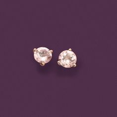 Ross-Simons - 1.50 ct. t. w. Morganite Stud Earrings in 14kt Rose Gold. Add a soft touch of romance to your everyday look with this blush pair of stud earrings. 14kt rose gold three-prong settings hold 1.50 ct. t. w. round morganites. Post/clutch, morganite stud earrings. Classic 14k Rose Gold Round Earrings, Elegant Solitaire Rose Gold Earrings, Elegant Rose Gold Solitaire Earrings, Rose Gold Solitaire Earrings In Fine Jewelry Style, Rose Gold Solitaire Earrings Fine Jewelry, Rose Gold Solitaire Earrings For Formal Occasions, Formal Rose Gold Solitaire Earrings, Morganite, Buy 1