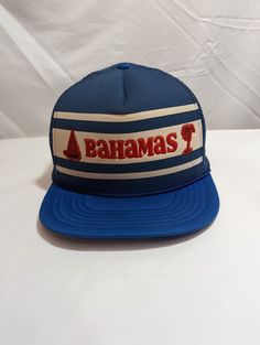 Vintage Bahamas Snapback Hat ✓ Fading from age - pictured ✓ Discoloring on foam - pictured ✓ Ships USPS Vintage Snapback Baseball Cap For Beach, Vintage Snapback Hat With Curved Brim For Beach, Vintage Curved Brim Snapback Hat For Beach, Blue Vintage Baseball Cap For The Beach, Vintage Snapback Hat With Flat Brim For Beach, Vintage Flat Brim Snapback Hat For Beach, Vintage Snapback Hat For Beach One Size Fits Most, Vintage Snapback Hat One Size For Beach, Vintage Snapback Cap For The Beach