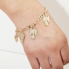 14k Gold Plated Angels Charms Bracelet Women's Bracelet New 14k Gold Plated Jewelry, Charms Bracelet, Gold Plated Jewelry, Womens Jewelry Bracelets, Womens Bracelets, New Color, Gold Plate, Charm Bracelet, Charms