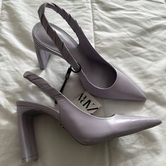 This Was Definitely An Impulse Purchase Because Of The Color But Never Got To Wear Them Anywhere. What A Bummer. Hope They Find A Lovely House. Let Me Know If You Have More Questions. Lavender Shoes, Zara Pumps, Black Formal Shoes, Heels Purple, Tassel Heels, Pointy Heels, Shoes Purple, Zara Heels, Black Platform Shoes