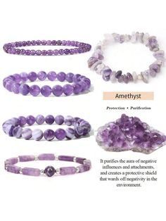 Morado  Collar  piedra   Embellished Crystal Stone Bracelet, Stretch Yoga, Palette Design, Lucky Bracelet, Rose Quartz Bracelet, Handmade Jewelry Tutorials, Karma Quotes, Bracelet Women, Purple Crystal