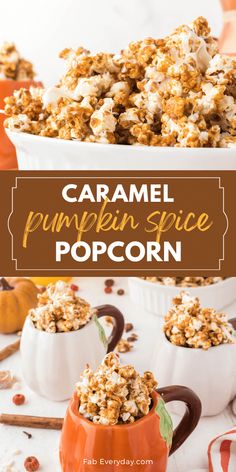 caramel pumpkin spice popcorn in a mug