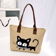 Women Cute Cartoon Cat fish Print Canvas Shoulder Bag Zipper Casual Tote Shopping Handbag high quality Feature:100% brand new and high quality.Quantity: 1PCGender: Women, GirlMaterial: CanvasSize: 42*28cmStrap length: 30cmColor: Khaki,Red,Purple,Gray,BlackPackage Content:1X New Fashion Women Shoulder Bag Canvas Bag Cute Cat Bag Office Lunch Bag(without retail package) Trendy Bags With Cat Design, Beige Rectangular Bag With Cat Design, Trendy Tote Shoulder Bag With Cat Design, Trendy Travel Bags With Cat Print, Trendy Cat Print Travel Bag, Trendy Cat Design Shoulder Bag For Shopping, Casual Satchel Shoulder Bag With Cat Design, Casual Travel Bag With Cat Design, Cat Design Shopping Bag