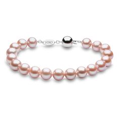 Eye-catching lustrous pink freshwater cultured pearls nestle one another along the length of this glamorous women's bracelet. 18K White Gold Pink freshwater cultured pearls The 7-inch bracelet secures with a capsule clasp. From the Yoko London collection Elegant Pink Beaded Jubilee Bracelet, Elegant Pink Jubilee Beaded Bracelets, Elegant Pink Pearl Bracelet, Pink Elegant Single Strand Beaded Bracelets, Elegant Pink Single Strand Beaded Bracelets, Classic Pink Bracelets, Pink Pearl Bracelet With Round Beads For Formal Occasions, Elegant Pink Pearl Beaded Bracelets, Elegant Pink Round Beaded Bracelets