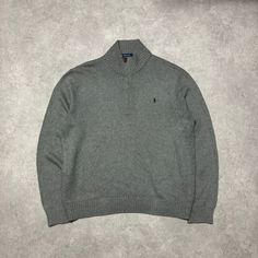 Vintage Polo Ralph Lauren heavy knitted grey quarter zip sweater Size - XL could fit Large Width - 26' Length - 28' Grey Quarter Zip, Pullover Sweater Men, Vintage Polo Ralph Lauren, Quarter Zip Sweater, Heavy Knit, Vintage Polo, Mens Jumpers, Pullover Men, Polo Ralph