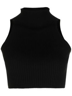 black ribbed knit high neck sleeveless cropped Conscious: This item contains materials certified by the Forest Stewardship Council (FSC) or the Programme for the Endorsement of Forest Certification (PEFC), which ensure that the wood used comes from responsibly managed forests. Turtle Neck Sleeveless, High Neck Sleeveless Top, Tight Tank Top, Turtle Neck Crop Top, High Neck Crop Top, Black Halter Top, High Neck Tank Top, Sleeveless Turtleneck, High Neck Sleeveless