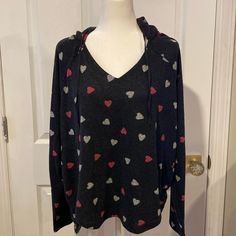 Bnwt Lucky Brand Women’s Heart Hoodie Sweater Size Large This Cozy And Comfy Sweater By Lucky Brand Features An All Over Heart Design And A Hood. Dress It Up Or Down! Sweater Weather, Anyone? Fast Next Day Shipping Smoke And Pet Free Winter Heart Print Tops, Casual Heart Print Winter Tops, Casual Long Sleeve Heart Print Outerwear, Winter Long Sleeve Sweatshirt With Heart Print, Winter Heart Print Long Sleeve Sweatshirt, Long Sleeve Heart Print Sweatshirt For Winter, Hood Dress, Lucky Brand Sweater, Heart Hoodie