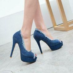 Great Shopping New Women sexy Denim Peep Toe Platform High stiletto Heels Party pumps Shoes new, Womens Shoes Heels Blue Royal, High Heels Classy, Heels Blue, Very High Heels, Wedges Heels, Platform High Heel Shoes, Heels Platform, Heels Classy, Platform Stilettos