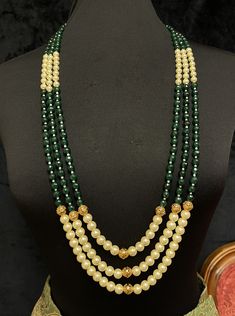 Pearl mens necklace for bridalwear Green Onyx Stone, Pearl Necklace Designs, Bridal Outfit, A Prince, Groom Outfit, Onyx Stone, Green Onyx, Indian Jewellery, Bridal Outfits