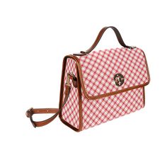 Handbags Red Country Picnic Plaid Pattern  / All Over Print Waterproof Canvas Bag / Crossbody Bags Purse Shoulder Bag This casual plaid pattern is reminiscent of summer picnics with its red plaid design. Other colors are available. In the personalization section at checkout just let me know your favorite colors. The canvass is very durable and is water-resistant. The outside pouch allows for quick access to your cell phone or keys. This is a feature I love because I'm on the phone alot taking ca Travel Box Bag With Detachable Handle In Coated Canvas, Rectangular Coated Canvas Box Bag, Picnic Shoulder Bag With Adjustable Strap, Rectangular Coated Canvas Box Bag For Travel, Red Coated Canvas Bag With Detachable Handle, Picnic Tote Shoulder Bag With Adjustable Strap, Square Coated Canvas Bag With Top Carry Handle, Tote Shoulder Bag With Adjustable Strap For Picnic, Red Rectangular Shoulder Bag For Travel