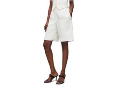 AllSaints Petra Shorts - Women's Clothing : Off-White : Dress casually for work to party in this high-waisted subtle style AllSaints Petra Shorts. High-rise. Wide-leg silhouette. Pull-on style. Zip-fly and button closure. Front pleats. Side hand pockets and back welt pockets. 45% linen, 55% Lyocel. Hand wash. Imported. All Saints, Welt Pockets, Product Reviews, Welt Pocket, Women's Clothing, White Dress, Wide Leg, High Rise, Hand Wash