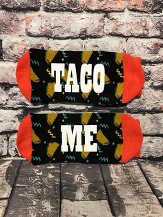 "Taco gift,socks, Matches taco shirts, Socks have pics of tacos on them 🌮Feed me tacos Taco lovers gift For RUSH ORDER! click here: https://www.etsy.com/listing/702551639/rush-design-move-to-front-of-line-ships?ref=shop_home_active_12&frs=1 This may be added with original order or as an add-on if you've already placed an order. PLEASE NOTE: Shipping address cannot be changed after order is placed. (If these are a gift, you can ship to an address which is separate from your account billing a Taco Shirts, Taco Gifts, Taco Humor, Taco Lover, Personalized Socks, Taco Shirt, Funny Socks, Taco Tuesday, Baby On The Way