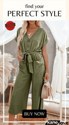 Solid Belted Button Pockets Jumpsuit Pocket Jumpsuit, Easy To Love, Color Pick, Elevate Your Style, Your Style, Boho Chic, Your Perfect, Length Sleeve, Jumpsuit