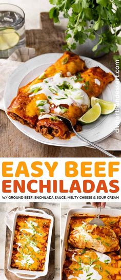 an easy beef enchiladas recipe is shown