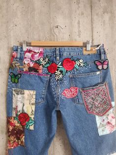 "Ready to send:Size-28,32,31,33,34 unique vintage jeans One of a kind.. Hand made embroidery and unique patches. ---Or---- Made to order, in any size, within 15 working days . All size available! If you need different size, please send me a message and I will make you a special and unique design within 15 working days. They are all different! No one will have the same one as you have! Hand painted, one of kind jeans. You pick your size, model (slim- boyfriend- high waist- low waist) and primer c Medium Wash Jeans With Patches For Spring, Denim Blue Jeans With Patches For Spring, Spring Jeans With Patches In Medium Wash, Spring Denim Blue Jeans With Patches, Spring Medium Wash Jeans With Patches, Upcycled Denim Blue Jeans For Spring, Spring Upcycled Denim Blue Jeans, Spring Reworked Denim Blue Jeans, Spring Reworked Jeans In Recycled Denim