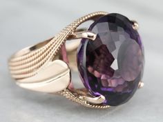 Big Stone Rings, Gemstone Setting, Amethyst Cocktail Ring, Right Hand Ring, Ethnic Bag, Right Hand Rings, Hand Ring, Bright Purple, Cocktail Ring