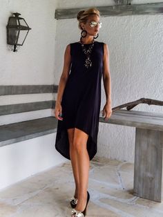 Black Asymmetric  Dress - Blouse - Tunic / Black Dress / Asymmetric Plus Size Dress / Short Front Long Back Dress / #35012This elegant and comfortable dress - tunic is a "turn around" creation. it  looks as stunning with a pair of heels as it does with flats. You can wear it as a blouse with pants, as a dress for a special occasion or it can be your everyday comfortable dress.  >>> SEE COLOR CHART HERE :https://www.etsy.com/listing/235259897/viscose-color-chart?ref=shop_home_active_4- H Chic High-low Hem Dress For Date Night, Casual High-low Hem Midi Dress For Party, Chic Midi Dress With High-low Hem For Date Night, Chic Summer Cocktail High Low Dress, Elegant Summer High-low Dress, Chic Black Asymmetrical V-neck Dress, Black Casual Dress With Asymmetrical Neckline, Casual Black Dress With Asymmetrical Neckline, Black Asymmetrical V-neck Dress For Night Out