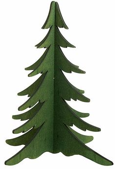 a green wooden christmas tree on a white background