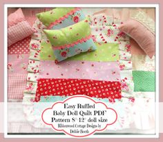 the easy ruffled baby doll quilt pattern is shown