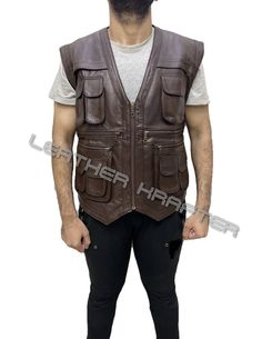 Men JP Owen Grady Chris Pratt Biker Motorcycle Real Leather Vest Jacket **Free Shipping** **Limited Stock Available** ABOUT US Being a registered US brand of leather jackets, Leather Krafter believes in providing high-quality premium leather jackets to its customers. We use High-Quality Leather materials, High-Quality buttons, and Original YKK Zippers in order to give premium quality jackets to you. DESCRIPTION . Premium Quality 100% Genuine Sheep Leather Vest. Being a registered US brand of lea Leather Biker Jacket With Multiple Pockets, Fitted Leather Jacket With Multiple Pockets, Outdoor Leather Jacket With Multiple Pockets, Brown Leather Jacket With Multiple Pockets, Leather Vest Jacket, Owen Grady, Chris Pratt, Sheep Leather, Leather Vest