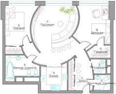 the floor plan for a house with an office and living room in one area,