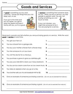 the worksheet for good and service is shown in this page, which shows how to