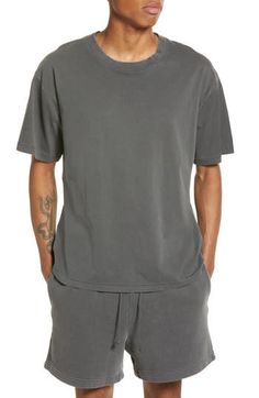 Garment-washed with raw edges, this T-shirt made of organic-cotton jersey sports a roomy, slouchy fit and an old-favorite look from the very first wearing. 28" length (size Medium) Crewneck Short sleeves 100% organic cotton Machine wash, tumble dry Imported Relaxed Fit Washed T-shirt, Summer Loungewear Washed T-shirt, Distressed Relaxed Fit T-shirt, Relaxed Fit Cotton Muscle Tee For Athleisure, Cotton Relaxed Fit Muscle Tee For Athleisure, Washed Black Crew Neck Muscle Tee For Summer, Relaxed Fit Washed T-shirt For Loungewear, Summer Washed Black Crew Neck Muscle Tee, Distressed Cotton Muscle Tee With Crew Neck