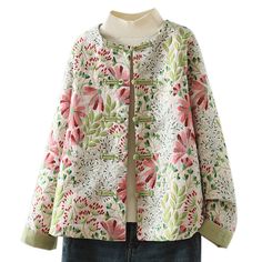 Details: Item: Babakud Women Autumn Casual Cotton Linen Floral Jacket Fabric: Cotton and Linen Collar: Stand Collar Sleeve Length: Long Sleeves Pattern: Floral Color: Green Seasons: Autumn, Winter Style: Retro, Casual, Fashion Size M Bust: 106 cm/ 41.73 " Length: 62 cm/ 24.41 " Sleeves Length: 61 cm/ 24.02 " Shoulder Width: 4062 cm/ 15.75 " Size L Bust: 110 cm/ 43.31 " Length: 63 cm/ 24.80 " Sleeves Length: 62 cm/ 24.41 " Shoulder Width: 41 cm/ 16.14 " Size XL Bust: 114 cm/ 44.88 " Length: 64 cm Festival Jacket, Woman Top, Autumn Casual, Floral Jacket, Button Jacket, Spring Festival, Winter Jackets Women, Beautiful Blouses, Sleeves Pattern