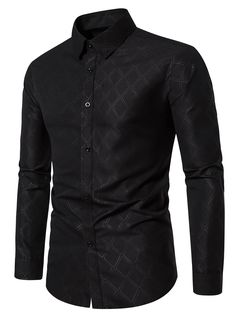 Men Geo Print Plain Long Sleeve Casual Collar Shirt, For Work, Business Black Work  Long Sleeve Fabric Geometric Shirt Non-Stretch  Men Clothing, size features are:Bust: ,Length: ,Sleeve Length: Goth Guy Outfits, Corporate Shirts, The Preacher, Slim Fit Suit Men, Corporate Goth, No Sleep, 50's Style, Camisa Social, Suit Men