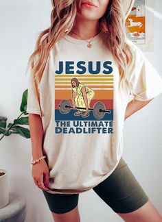 Jesus The Ultimate Deadlifter Shirts,Religious Faith Gym Tshirt,Funny Gym Shirt,Gift For Gym Buddy,Deadlifter Shirt,Gym Shirt,Deadlift Shirt, Christian Tee, Easter Gift, Jesus Easter Shirt, Christian Women Shirt, Motivational Christian Shirt, Bible Verse Shirt, Easter Sweatshirt   ♥ HOW TO ORDER T-SHIRT ♥ 1- Please, Check and Review all Photos. 2- Choose your size from the drop-down menu and add each shirt to your cart one at a time. 3- Select Your Shirt Color from Drop-down 2 which is Shirt Col Etsy Tee Shirts, Funny Christian Shirts For Women, Team Jesus Shirts, Pastor Tshirt Ideas, Cricut Christian Shirt Ideas, Aesthetic Christian Shirts, Funny Jesus Shirts, Christian Gym Clothes, Jesus Tshirt Design