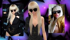 two pictures of lady with blonde hair and sunglasses