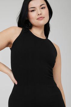 This mini dress takes it to the max. The Seamless Ribbed Warm Nights Dress serves bodycon, mini magic in ultra-breathable and smoothing cotton-y seamless fabric with on-point, body-mapped ribbing that contours and lifts. Pair this high neck, form-fitting fave with a lightweight shrug for studio, street and travel. Breathable & smoothing cotton-y Seamless ribbed fabric Iconic form-fitting silhouette Essential mini length Designed & uniquely fit to flatter every size Wear-tested by our in-house te Black Seamless Mini Bodycon Dress, Black Seamless Bodycon Top, Stretch Ribbed Mini Length Tank Top, Ribbed Stretch Mini Length Tank Top, Ribbed Stretch Mini Tank Top, Stretch Ribbed Cropped Tank Top, Seamless Black Bodycon Mini Dress, Seamless Bodycon Tank Top, Black Seamless Bodycon Mini Dress