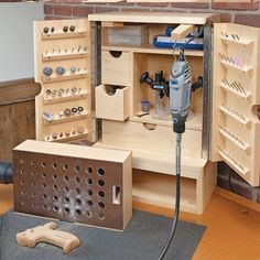 a workbench with tools and accessories in it