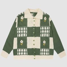 Features: Unisex Relaxed fit Button closure Knitted construction Ribbed sleeve cuffs and bottom hem Material: polyester Collared Cardigan, Costume Bags, Outwear Coat, Collar Cardigan, Casual Sets, Green Sweater, Pink Sweater, Long Sleeve Maxi Dress, Flower Pattern