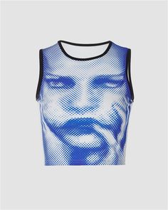 Details: Tank top with human face graphical print designTop Length: CroppedSleeve Length: SleevelessMaterials:95% Polyester + 5% Spandex Vintage Face, Face Print, Crop Tank Top, Maxi Dresses Casual, Crop Top Blouse, Knitwear Cardigan, Cardigan Jacket, Cropped Tank Top, Cami Tops