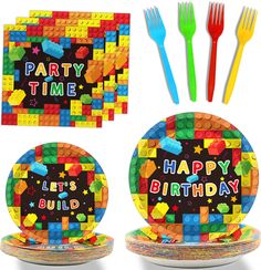 PRICES MAY VARY. 【Package Includes】 You will receive 24 pieces of Building Block party paper dinner plates of 9’’, 24 pieces Colorful Blocks paper plates of 7’’, 24 pieces of Brick napkins of 6.5’’ and 24 plastic Yellow, blue, green, red four colors forks for each set that can serve 24 guests. 【Premium Material】All of our Building Block theme plates and napkins are made of quality paper, non-toxic, no smell, heat-resistant and durable. The pattern and color are well-printed and fade-resistant to Block Birthday Party, Lego Birthday Party, Peppa Pig Party, Pig Party, Party Table Cloth, Lego Birthday, Lego Party, Birthday Supplies, Theme Party Decorations