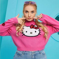 Brand New Without Tags Size 1xl Bundle And Save, Offers Welcome {B12} Hello Kitty Sweater, Kitty Sweater, Pink Turtleneck, Sanrio Pink, Hello Kitty Clothes, Nickelodeon Cartoons, Hello Kitty And Friends, Turtle Neck Jumper, Turtle Neck Sweater