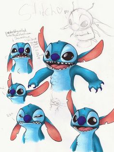 some drawings of stitchy characters with different expressions