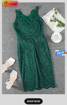 Green Lace Sleeveless Deep V Neck Bodycon Midi Dress Sleeveless Green Bodycon Midi Dress, Green Sleeveless Bodycon Midi Dress, Lace Bodycon Midi Dress, Dresses Bodycon, Bodycon Midi Dress, Lace Bodycon, Feminine Dress, Bodycon Dresses, Bodycon Midi