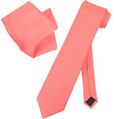 Extra Long Coral Pink Tie Set | Solid Coral Pink Color XL NeckTie Handkerchief Neck, Vesuvio Napoli, Burnt Orange Color, Purple Design, Sapphire Color, Pink Tie, Light Pink Color, Mens Bow Ties, Pink Ties