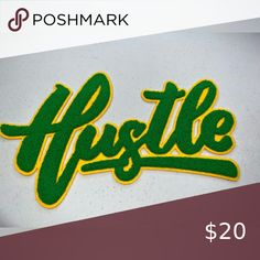 Hustle iron on patch Green Letters, Green