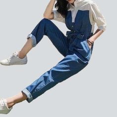 Introducing the 2023 Spring-Summer Collection's must-have for fashion-forward women ââ‚?our fashionable medium wash jeans overall! The perfect blend of contemporary fashion and classic sophistication. this stylish piece is designed to make a statement. no matter the occasion.Why They're Your Next StapleThese jeans overall are crafted to capture an edgy and refined style. with a loose fit that promises comfort and chicness. Their distinctive medium wash is the perfect backdrop for the unique butt Chic High Waist Cotton Overalls, Non-stretch Jeans For Summer, High Rise Summer Overalls With Pockets, Chic Denim Overall Jumpsuit, Chic Denim Blue Jumpsuits And Rompers With Pockets, Summer High-rise Denim Jumpsuit With Pockets, High Rise Denim Jumpsuit With Pockets For Summer, Summer High Rise Denim Jumpsuit With Pockets, Chic Non-stretch Cotton Denim Jumpsuit