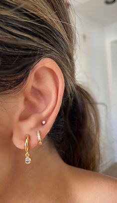 Pair these gorgeous huggies with more earrings or wear alone. Perfect for day or night.  16k gold plated brass, cubic zirconia Size: 10.2x1.8mm, inner diameter 6mm. Gold Cubic Zirconia Huggie Earrings For Everyday, Everyday Gold Cubic Zirconia Huggie Earrings, Gold Cubic Zirconia Cartilage Earrings For Everyday, Minimalist Gold Huggie Earrings With Cubic Zirconia, Gold Minimalist Cubic Zirconia Huggie Earrings, Cubic Zirconia Huggie Cartilage Earrings, Tarnish Resistant Cubic Zirconia Huggie Earrings, Gold-plated Huggie Earrings With Prong Setting, Gold Cubic Zirconia Huggie Cartilage Earrings