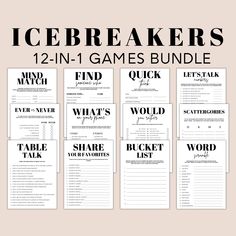 the icebreakerrs game bundle is shown in black and white with text on it