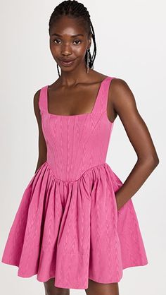 STAUD Landscape Dress | SHOPBOP Fitted Sleeveless Mini Dress With Bust Darts, Staud Fitted A-line Dresses, Elegant Nylon Dress With Fitted Bodice, Evening Nylon Dress With Fitted Bodice, Spring Nylon Lined Dresses, Fitted Mini Dress With Pleated Bodice And Square Neck, Spring Dresses With Ruched Bodice In Nylon, Spring Nylon Dresses With Ruched Bodice, Fitted Nylon Dress With Ruched Bodice